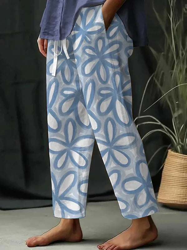 Maria - Women's Botanical Floral Print Loose Casual Pants