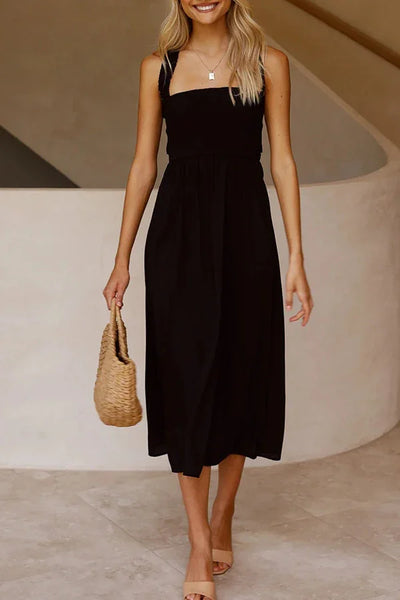 Bendita midi dress with pockets and gathered cross back