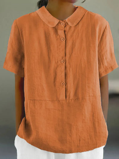 Emma - Relaxed plain collar button-down shirt