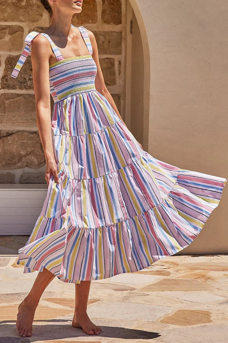 Yasmin - Fashionable printed dress with thin straps