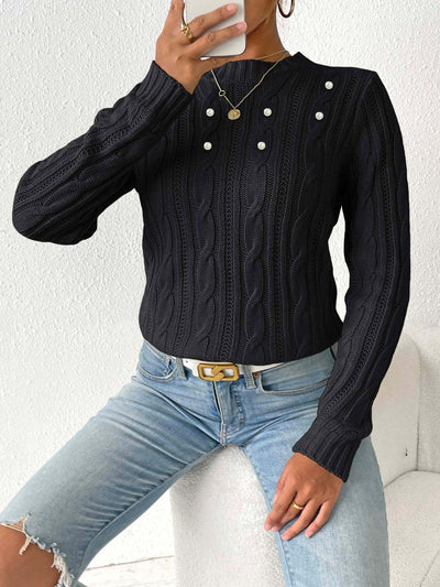 Exquisite sweater with braids and decorative beads