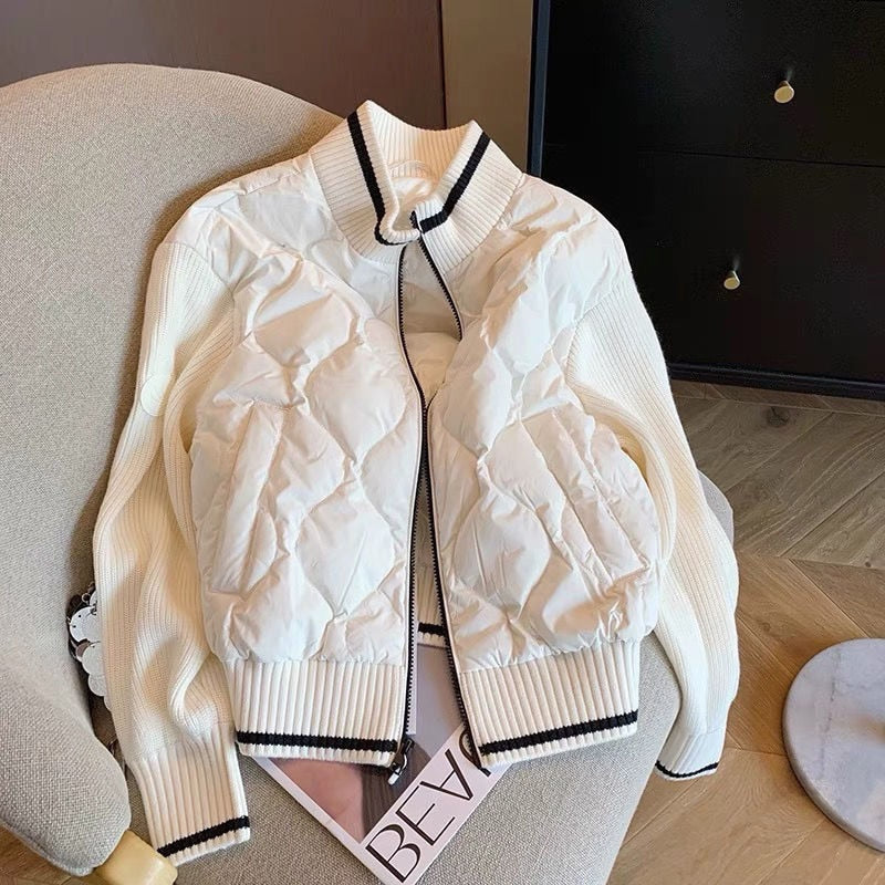 Women's Quilted Corduroy Jacket with Patch | Lightweight and Warm Coat for Fall
