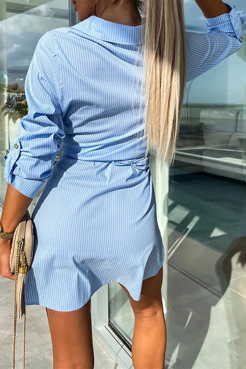 Daniela - Casual Simplicity Solid Pocket Shirt Kragen Shirt Kleid Kleider