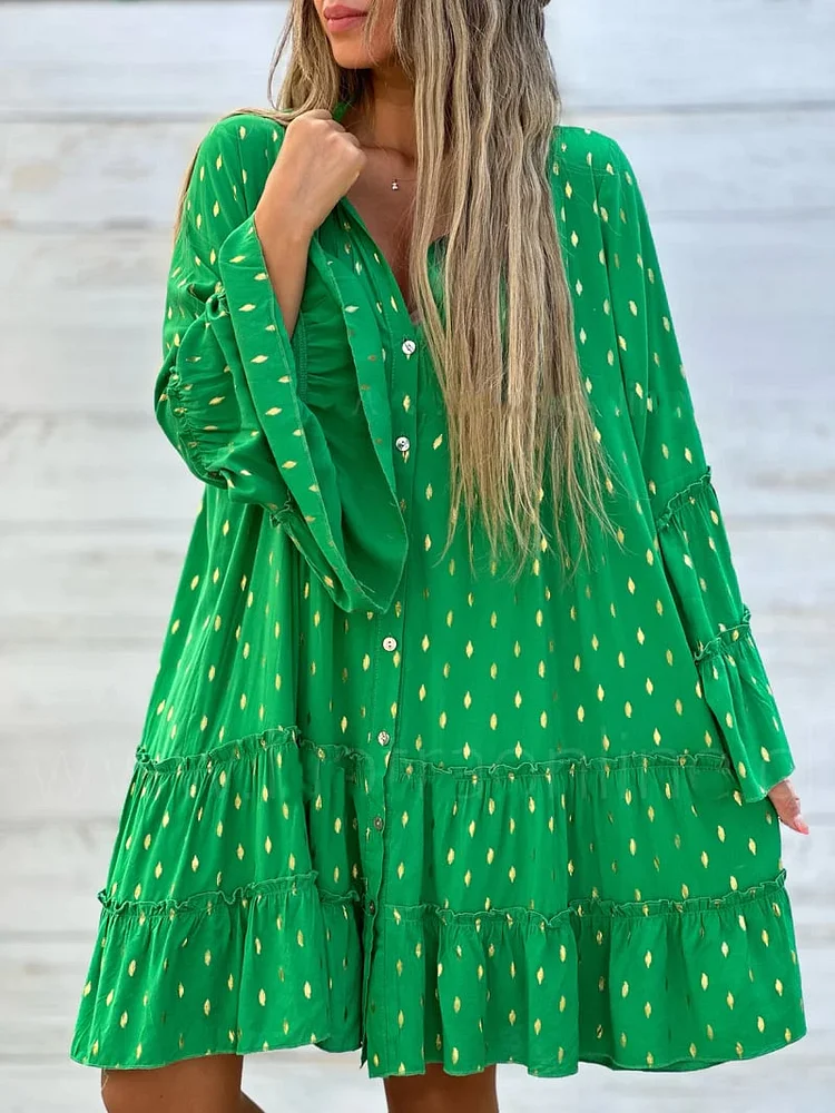 Diana Fashion Bell Sleeves, Loose Fit, Casual Dress