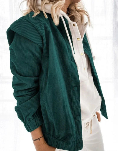 Women's Casual Loose Fit Coat with High Neck and Long Sleeves