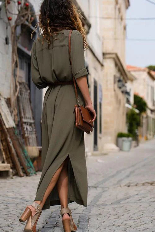 Gisela - Long-sleeved dress with belt