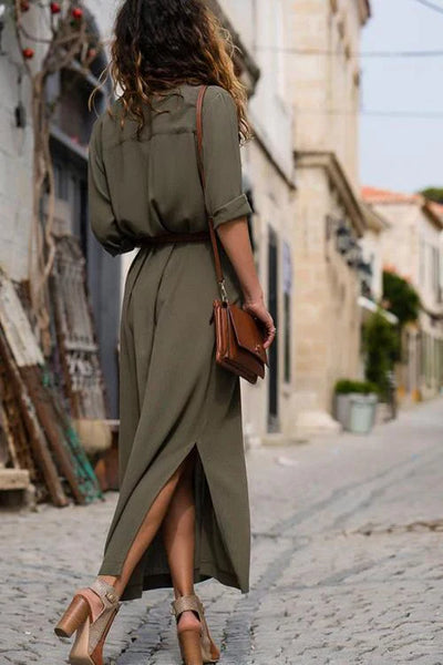 Gisela - Long-sleeved dress with belt