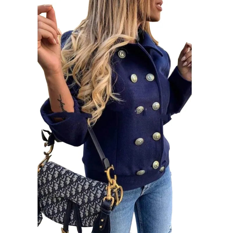 Elegant long jacket with button closure