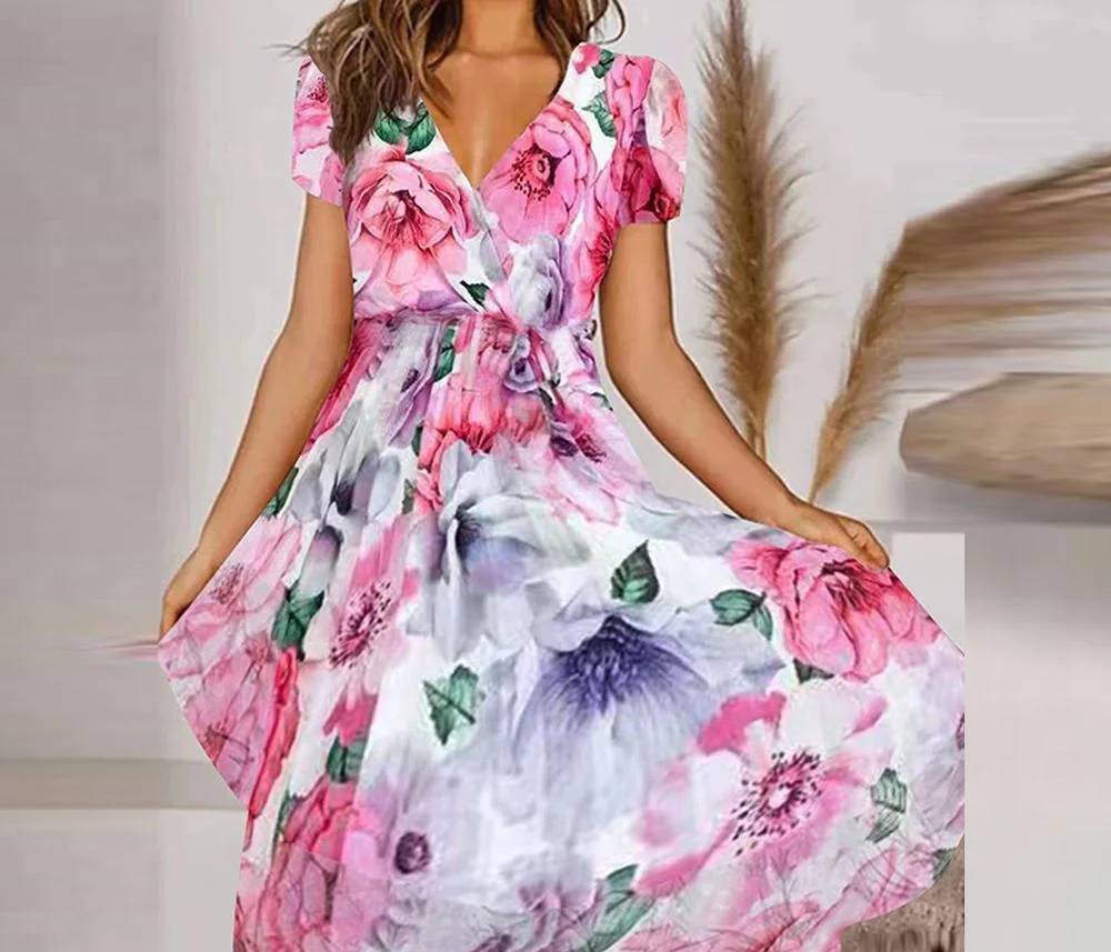 Delia - Elegant Retro V-Neck Dress