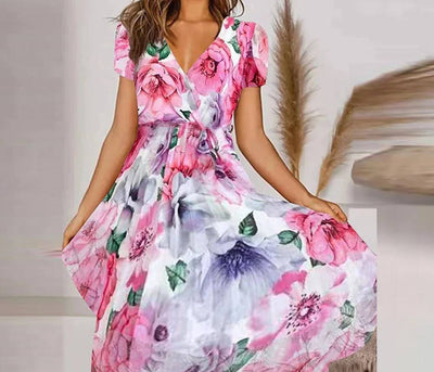 Delia - Elegant Retro V-Neck Dress