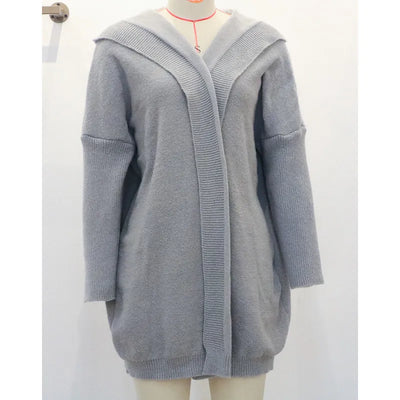 Oversized hooded cardigan with straight silhouette
