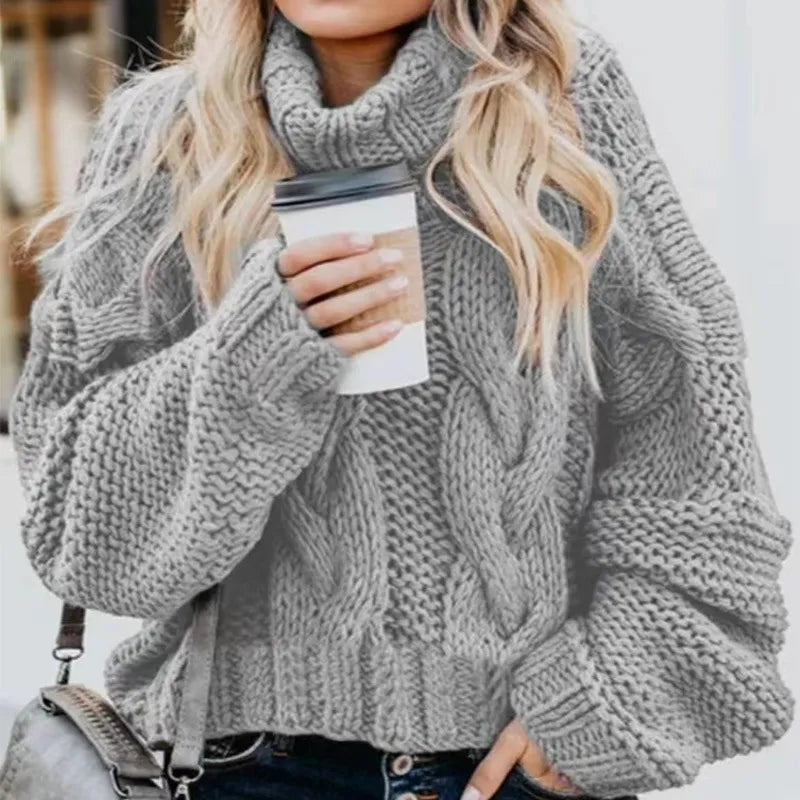 Mireia - Sweet and elegant solid half turtleneck sweater