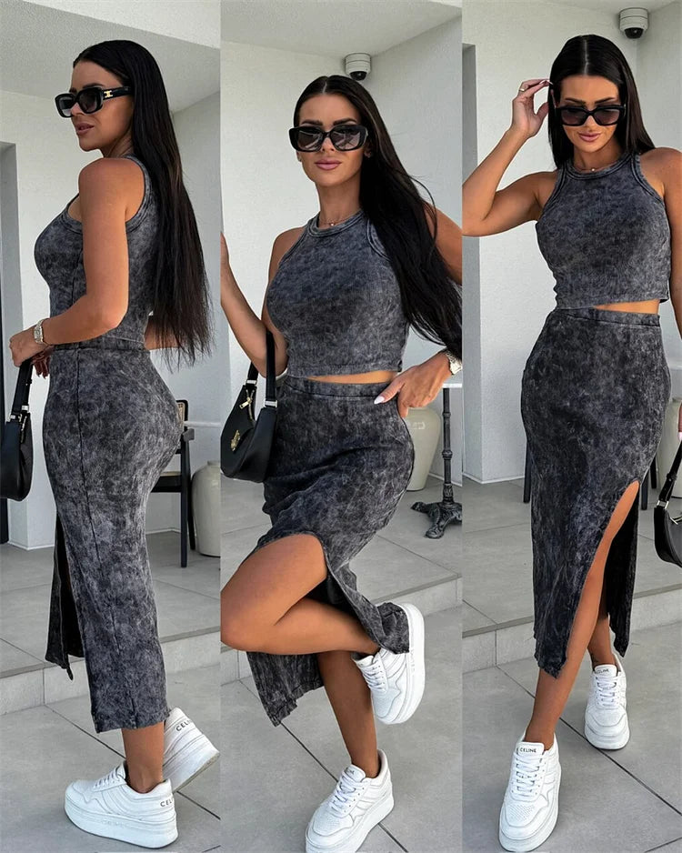 Daniela - Two-piece set in fine plain fabric