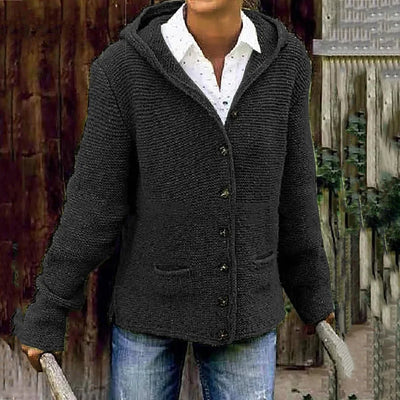 Classic hooded cardigan with double pockets
