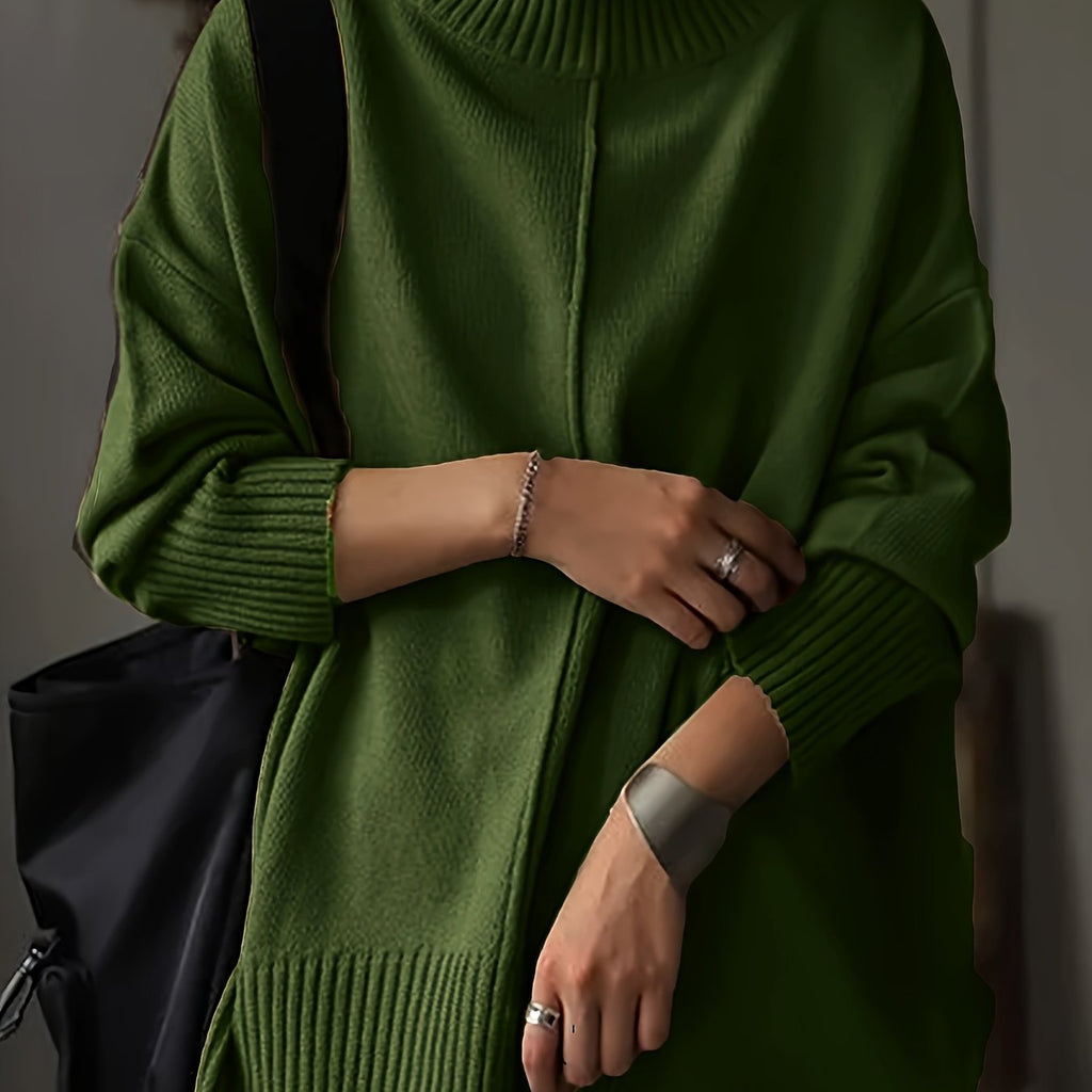 Women's Turtleneck Sweater with Solid Design and Casual Style