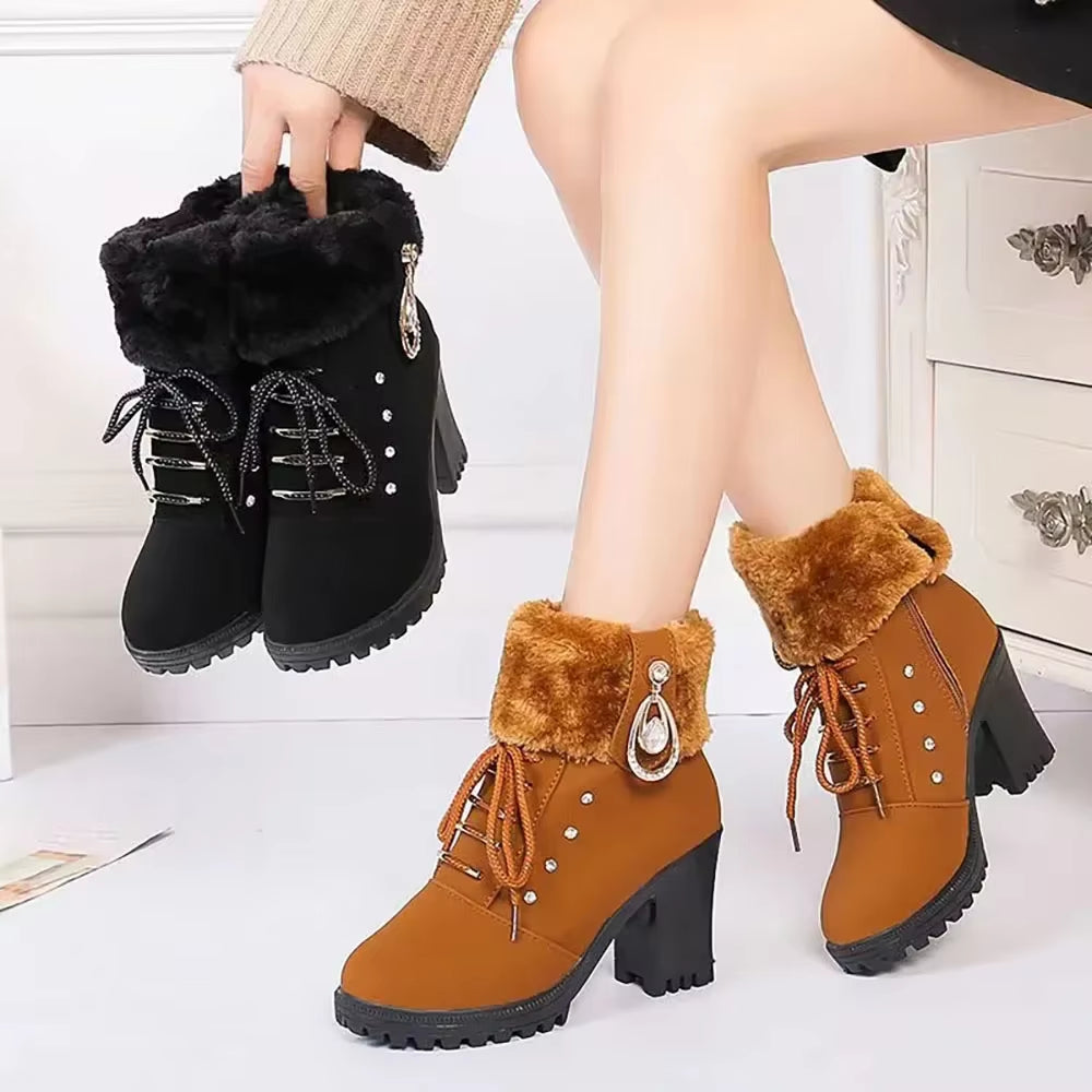 Elegant winter ankle boots for women with heels