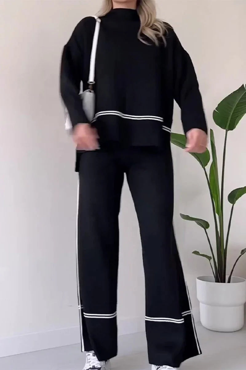 Two-Piece Set with High Neck and Long Sleeves for a Stylish Look