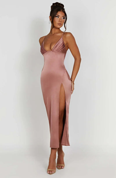 Elegant midi dress with thin straps for a sophisticated look