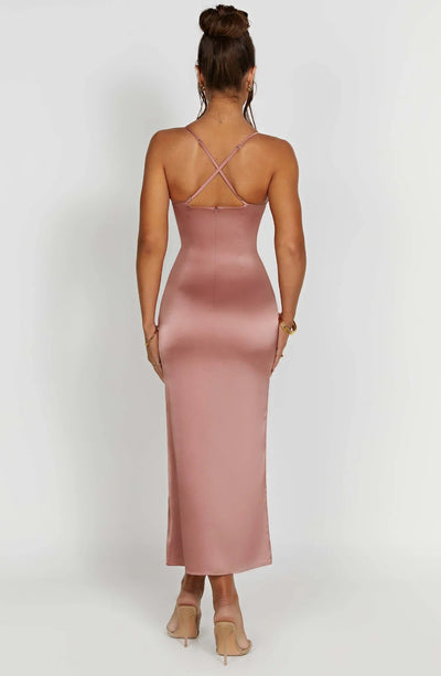 Elegant midi dress with thin straps for a sophisticated look