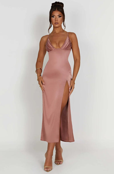 Elegant midi dress with thin straps for a sophisticated look