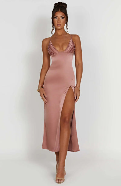 Elegant midi dress with thin straps for a sophisticated look