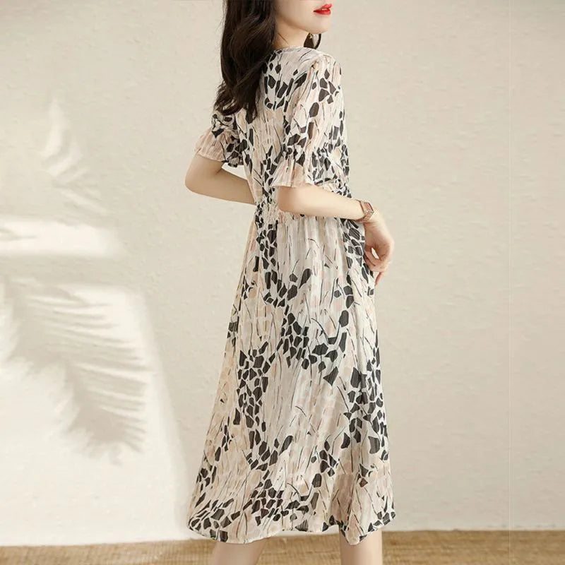 Alayna - Elegant Sleeveless V-Neck Floral Print Dress