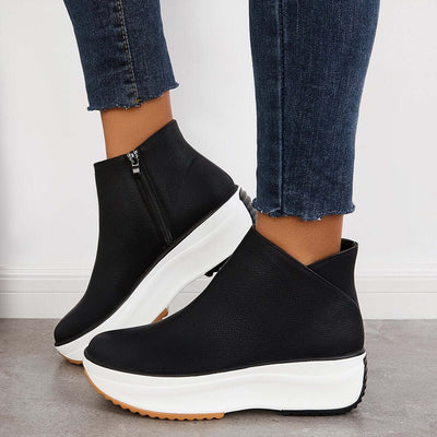 Wedge Sneakers with Non-Slip Platform and Ankle Design