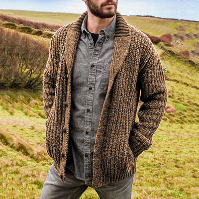 Men's Casual Solid Color Open Front Cardigan