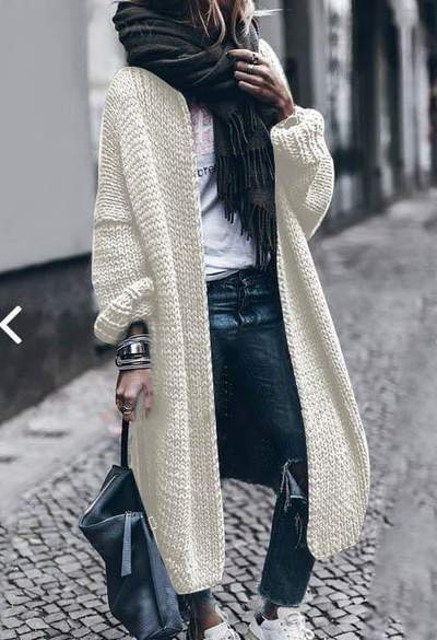 Elegant Batwing Sleeve Knitted Jacket for Autumn and Winter