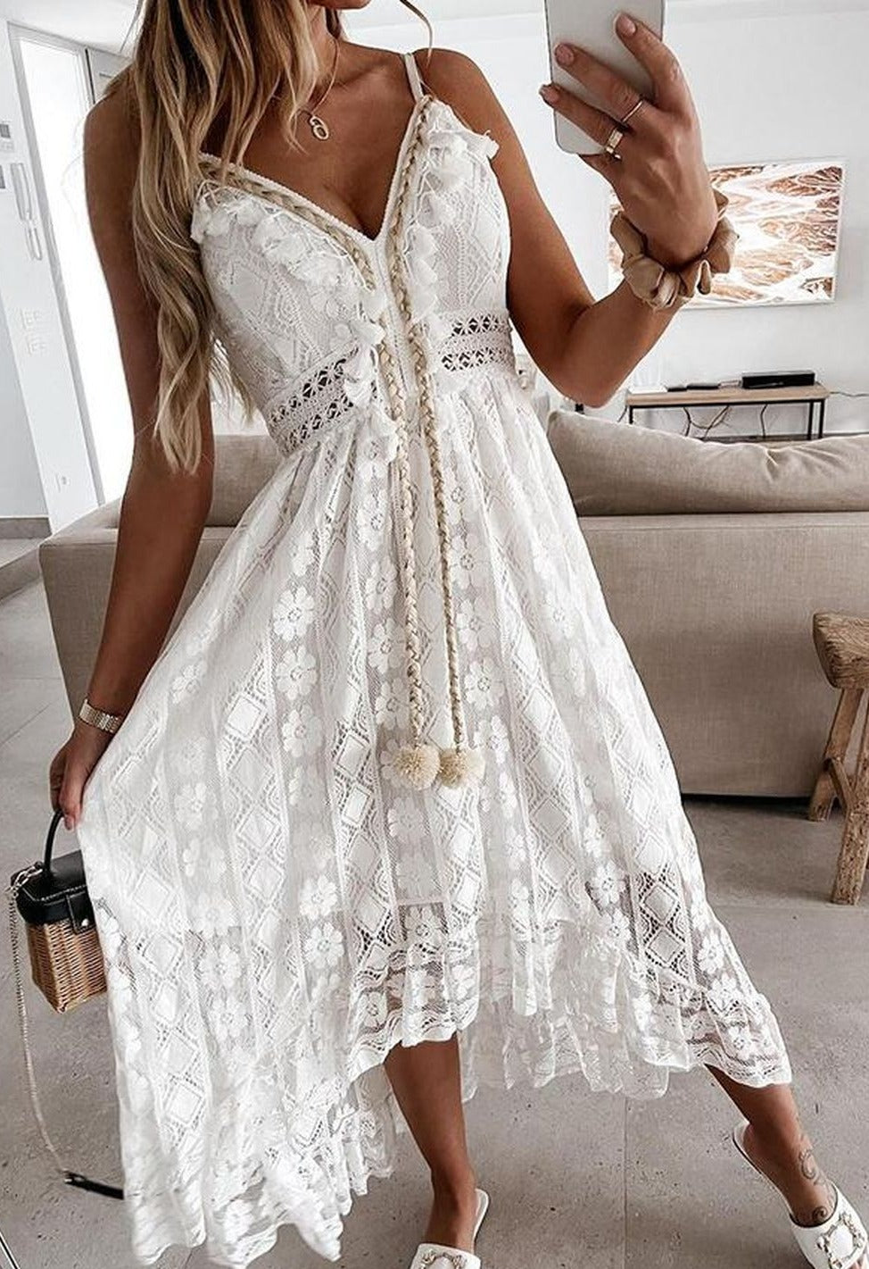 Summer dress with lace and crochet details