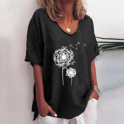 Alba - Green Floral Print Crew Neck Half Sleeve T-Shirt