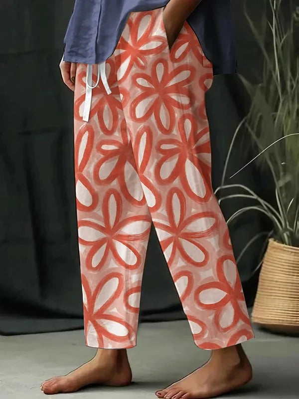 Maria - Women's Botanical Floral Print Loose Casual Pants