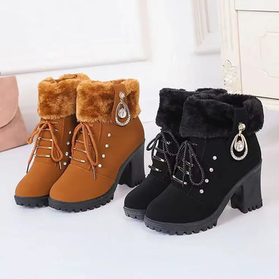 Elegant winter ankle boots for women with heels