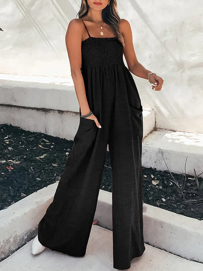 Hanna - High-waisted jumpsuit with straps and pockets