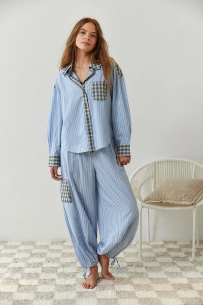 Women's two-piece plaid pajama set
