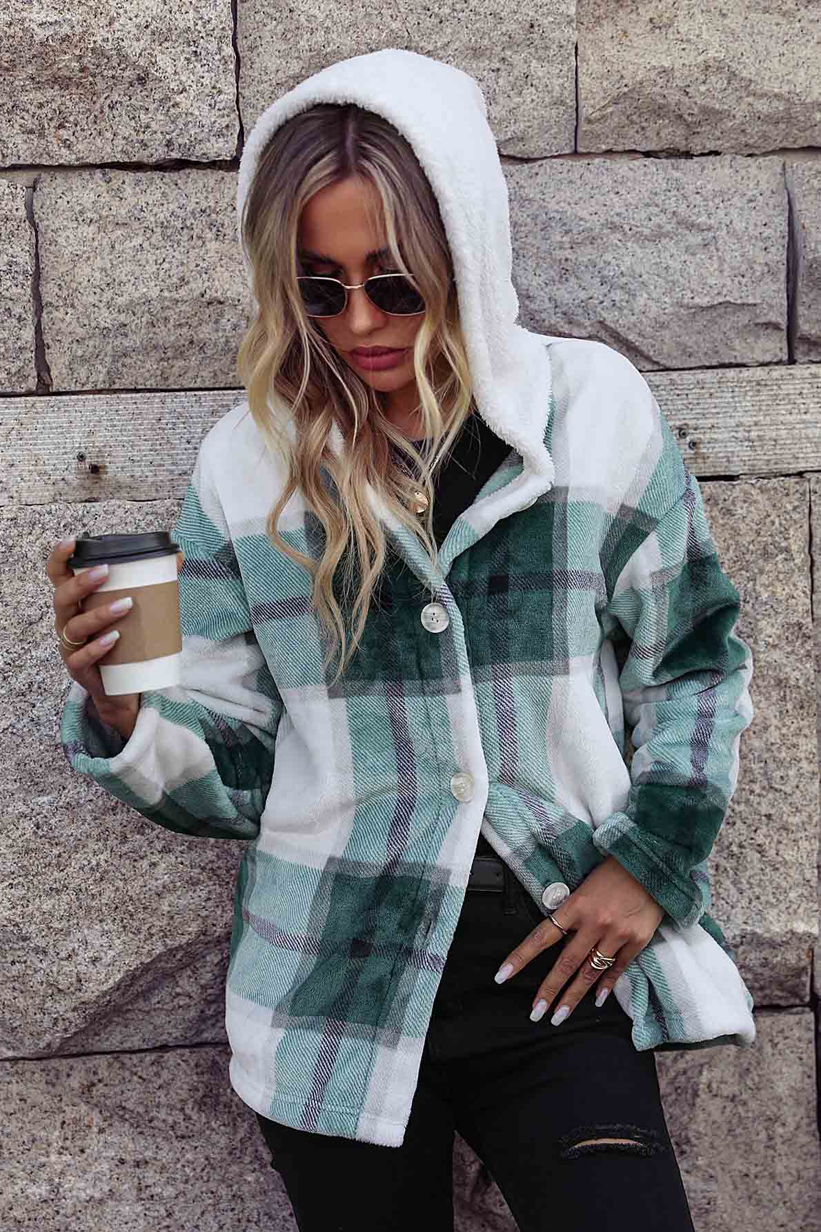 Classic coat with hood and elegant buttons