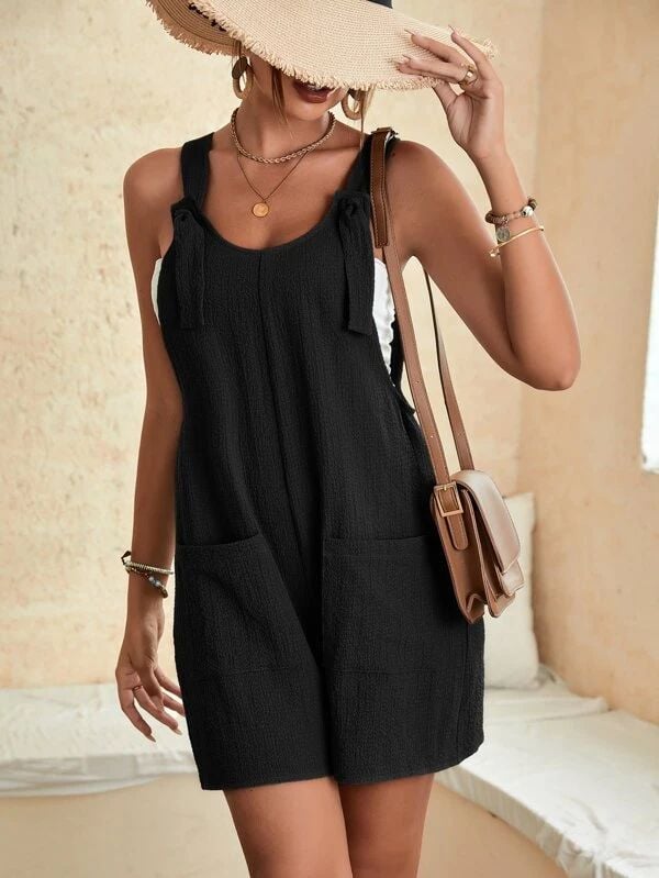Women's Casual Summer Short Jumpsuit with Modern Round Neck