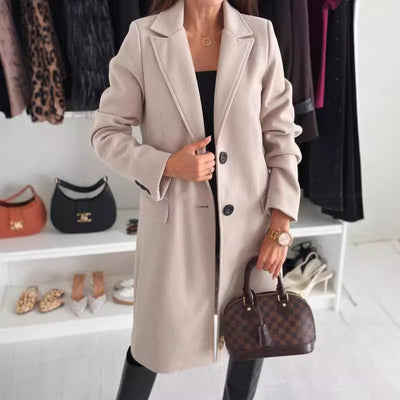Elegant women's long coat with button closure