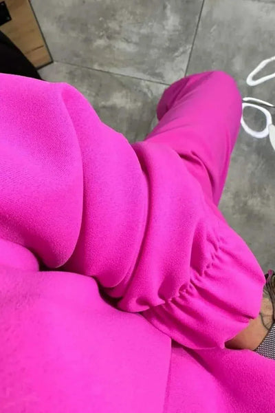 Women's Two-Piece Set - Solid Color Shirt and Pants