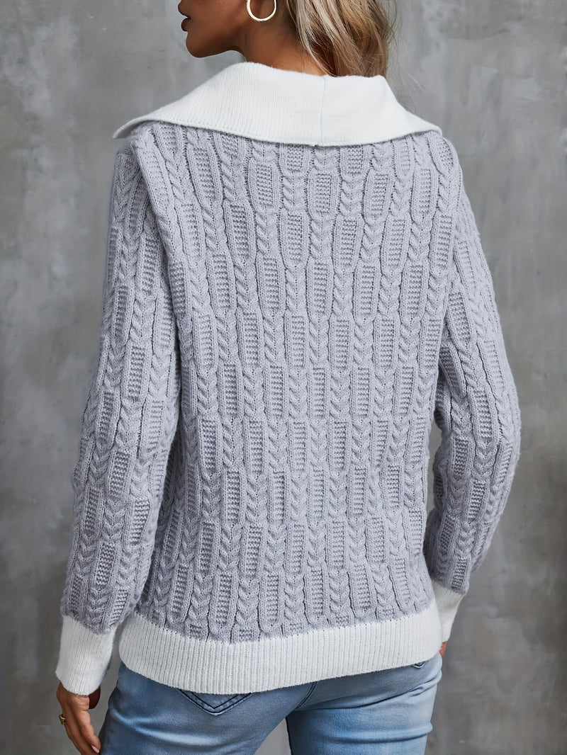 Women's casual sweater with modern design and lapels