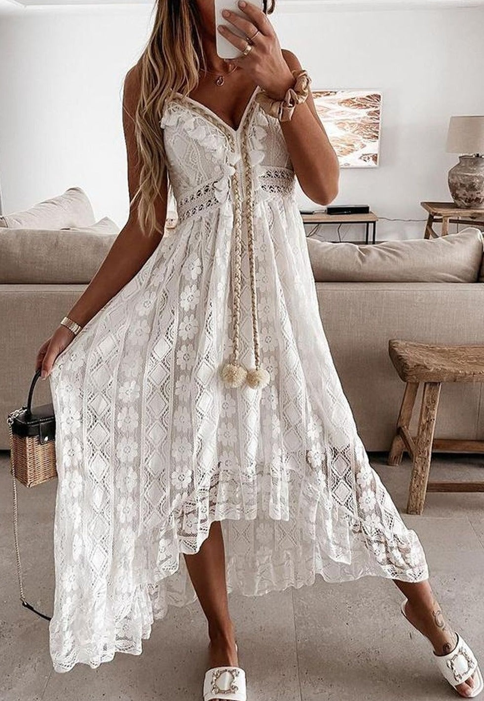 Summer dress with lace and crochet details