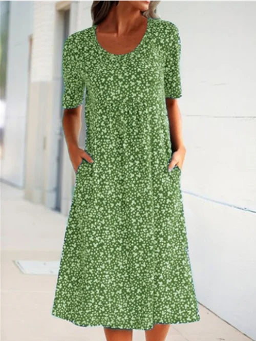 Alexandra - Floral Print Crew Neck Dress