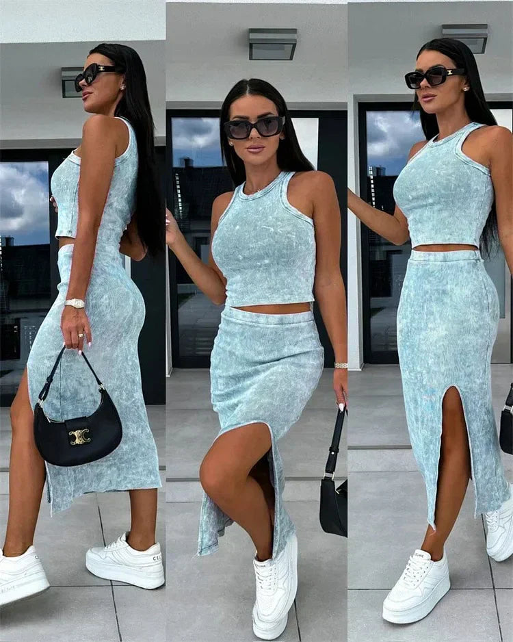Daniela - Two-piece set in fine plain fabric