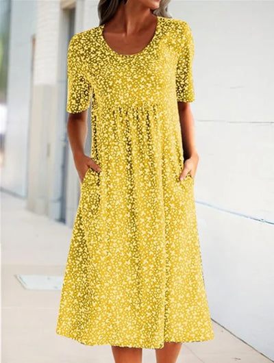 Alexandra - Floral Print Crew Neck Dress