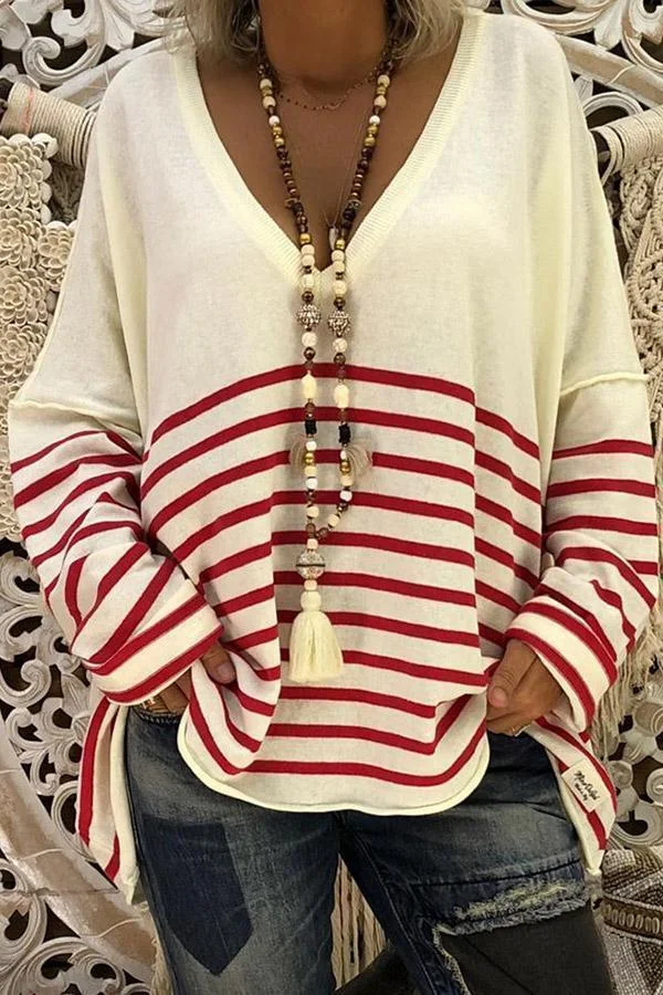 Berta - Casual Striped Long Sleeve T-Shirts