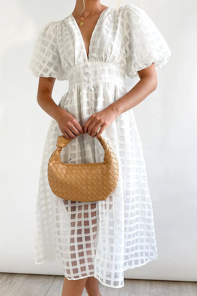 Gina - Midi dress with puff sleeves