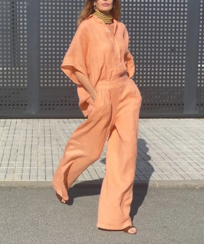 Mila - Two-piece suit in orange linen