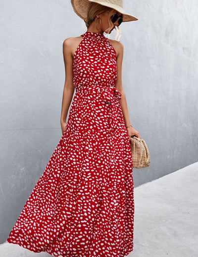 Sleeveless dress with summer print