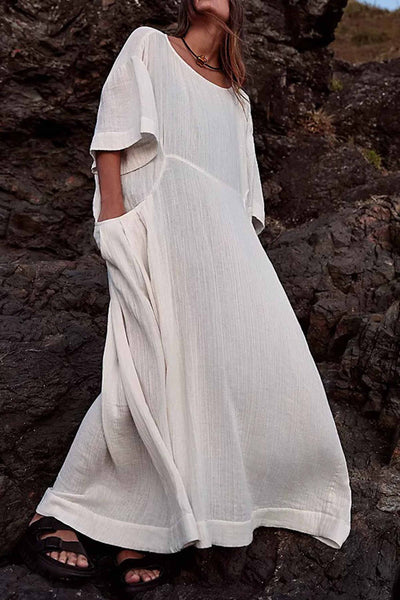 Mireia - Summer dress with short sleeves and pockets
