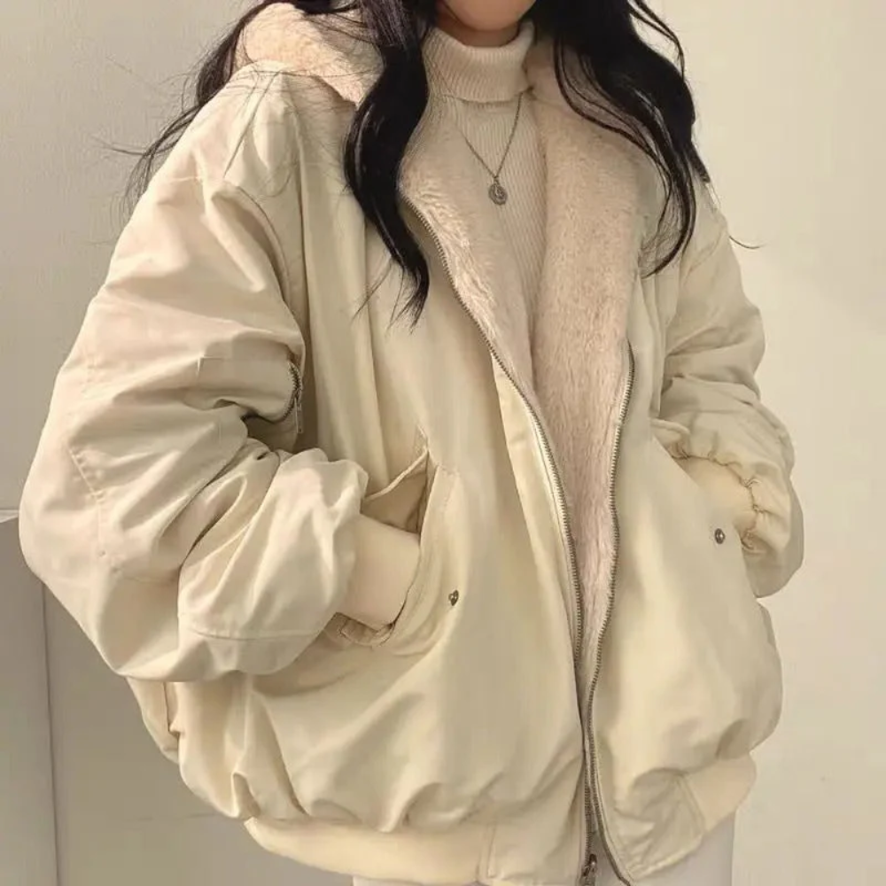 Oversized winter jacket for warm and modern women